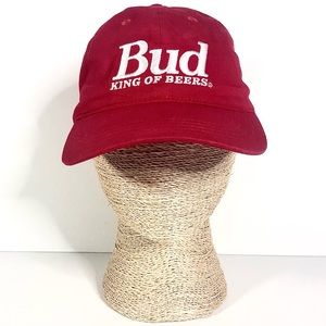 Vintage Budweiser Red and White Embroidered Cap